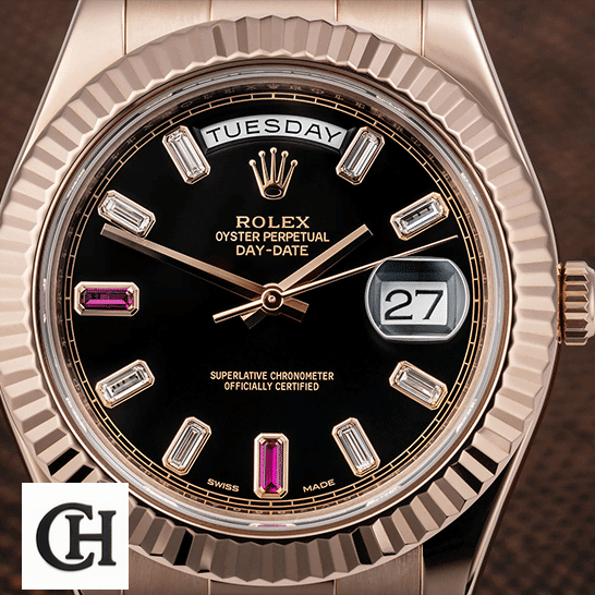 Rolex Day-Date II 218235 Rolex Day-Date II 218235 Gem-Set Indıces Black Dial