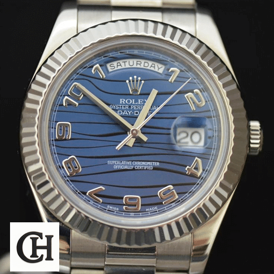 Rolex Day-Date 228238-0002 "Blue Champagne Dial" Exceptional Rolex Day-Date II 228238-003 Wave Dial