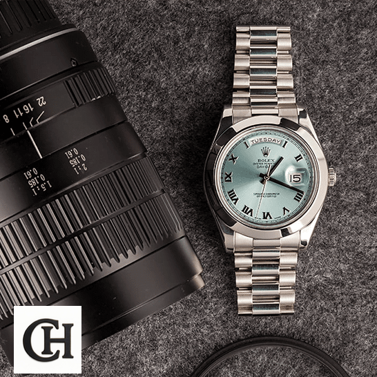 Rolex Day-Date 228206 Rolex Day-Date II Stainless Steel Ice Blue Roman Dial 218206 photo shoot