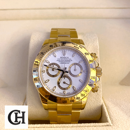 Rolex Cosmograph Daytona 116528 Rolex Daytona 116528 Yellow Gold Bezel White Dial Oyster