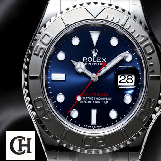 Rolex Yacht-Master 116622-0001 First-Class Rolex 116622 Steel Platinum Blue Dial black