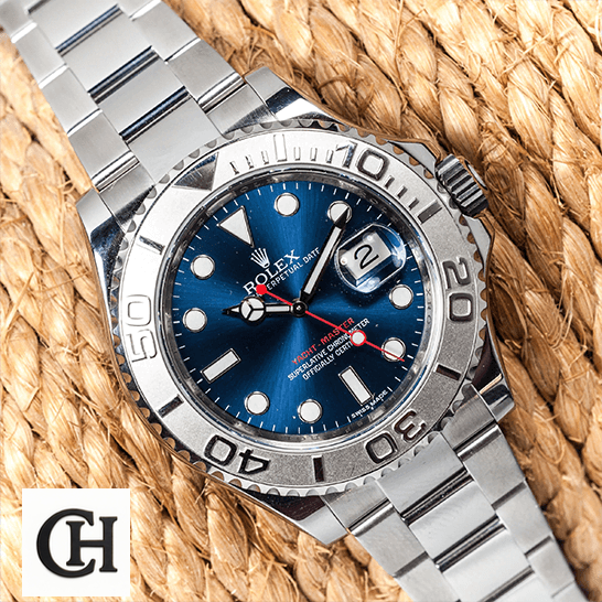 Rolex Yacht-Master 116622-0001 First-Class Rolex Yacht Master 116622 Blue Dial Platinum on the rope