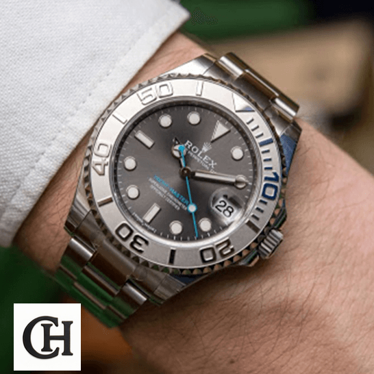 Rolex Yacht-Master 116622 Rhodium Supreme rolex yacht master 268622 steel platinum automatic grey rhodium dial man unitedluxurynet 2 Rolex 268622 Steel Platinnum Grey Dial white shirt at the wrist
