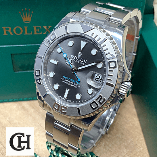 Rolex Yacht-Master 116622 Rhodium Supreme rolex yacht master 268622 steel platinum automatic grey rhodium dial unitedluxurrnet 2 Rolex Yacht Master 268622 Steel Platinum Grey Dial next to box