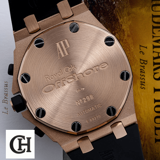 AP Royal Oak Offshore 25940OK.OO.D002CA.01 United Luxury Shop audemars piguet royal oak o ffshore 25940OK.OO.D002CA.01 back Audemars Piguet Royal Oak Offshore Rose Gold Kasa Replika üstten görünüm