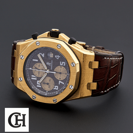 Audemars Piguet Royal Oak Offshore 26007BA.OO.D088CR.01 Audemars Piguet Royal Oak Leather Brown Bracelet grey background
