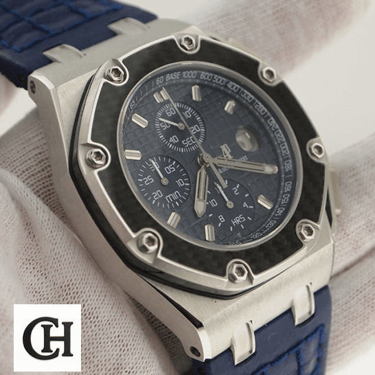 Audemars Piguet Royal Oak Offshore 26030PO.OO.D021IN.01 Audemars Piguet 26030PO.OO_.D021IN.01 Royal Oak Blue Dial on the hand