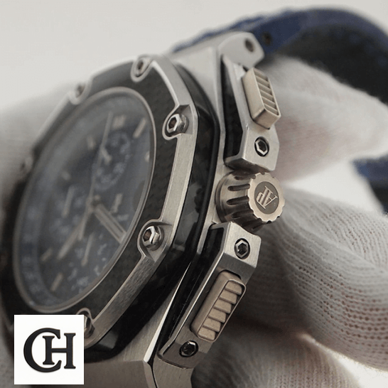 Audemars Piguet Royal Oak Offshore 26030PO.OO.D021IN.01 AP Royal Oak 26030PO.OO_.D021IN.01 Black Bezel crown & push button