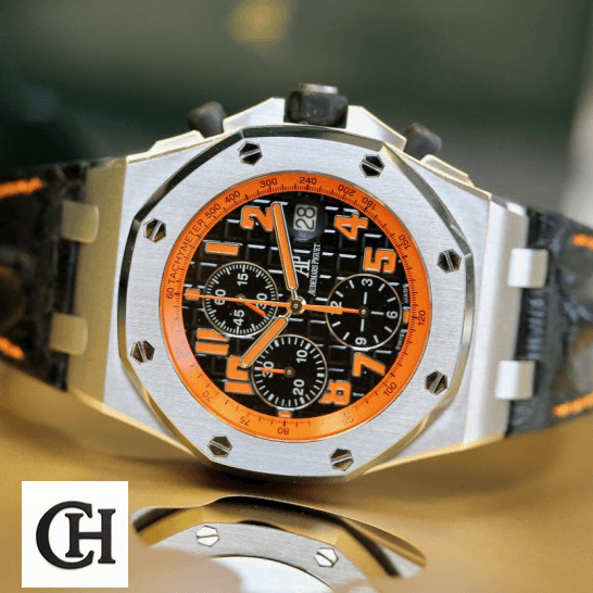 Audemars Piguet Orange Black Dial side view