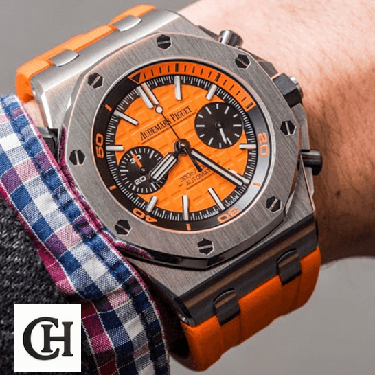 Audemars Piguet Royal Oak 26703 Orange Dial on the man wrist