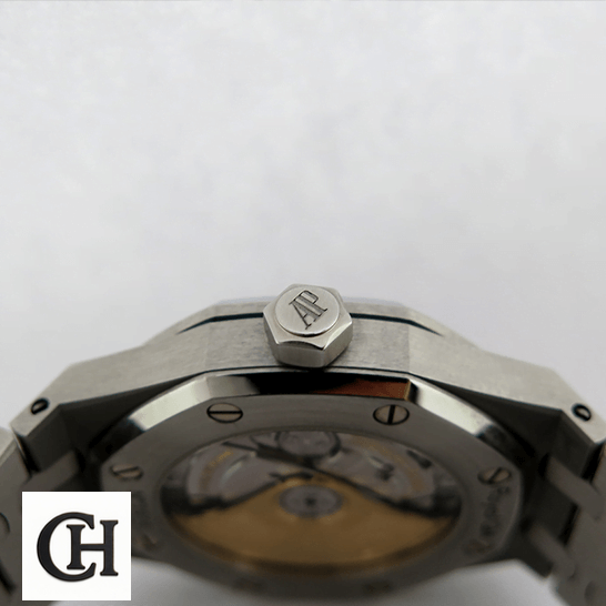 Audemars Piguet Royal Oak 15451ST "Diamond Bezel Silver Dial" Ultra Fine audemars piguet royal oak selfwinding 15451ST ZZ 1256ST 01 A right side 1 Audemars Piguet Royal Oak 15451 crown on the ap logo