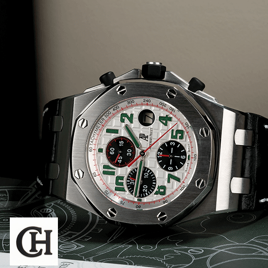 Audemars Piguet Royal Oak Offshore 26170ST.OO.D101CR.02 "Panda" Superior audemarspiguet royaloakoffshore 26170ST.OO.D101CR.02 luminance Audemars Piguet Royal Oak 26170ST.OO_.D101CR.02 White Dial side view