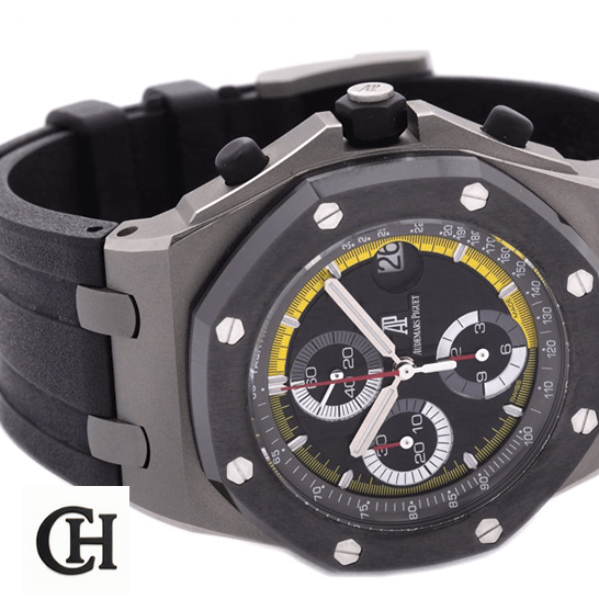 Audemars Piguet Royal Oak Offshore 26207IO.OO.A002CA.01 "Sebastien Buemi" Mirror audemarspiguet royaloakoffshore 26207IO.OO 42mm Audemars Piguet Royal Oak Black Yellow Dial white background