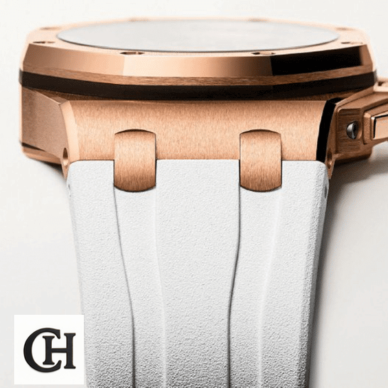 Audemars Piguet Royal Oak Offshore 26408OR.OO.A010CA.01 Audemars Piguet Royal Oak White Rubber Bracelet white background