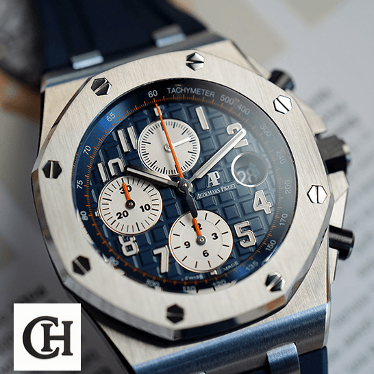 Audemars Piguet Royal Oak Offshore 26408OR.OO.A010CA.01 Audemars Piguet Blue Dial 26470ST.OO_.A027CA.01 white background
