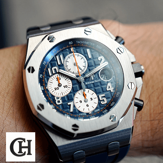 Audemars Piguet Royal Oak Offshore 26408OR.OO.A010CA.01 Audemars Piguet Blue Dial Royal Oak on the wrist red second hand