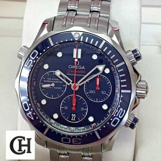 Omega Seamaster Diver Co-Axial Chronograph 212.30.44.50.03.001 Mirror omega 300m chronograph 3 Omega Seamaster Blue Dial Stainless Steel red second hand