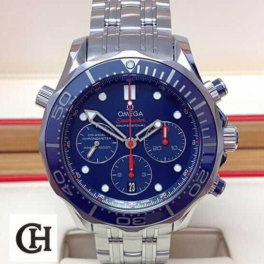 Omega Seamaster Diver Co-Axial Chronograph 212.30.44.50.03.001 Mirror omega 300m chronograph 4 Omega Seamaster 300M Blue Dial front view in the box