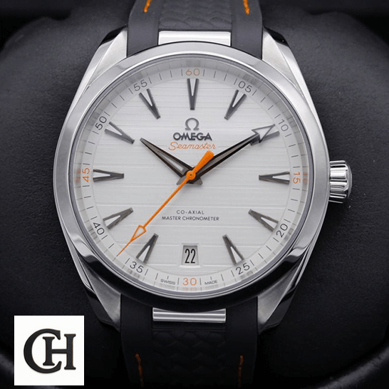 Omega 220.12.41.21.02.002 Aqua Terra White Dial orange second hand