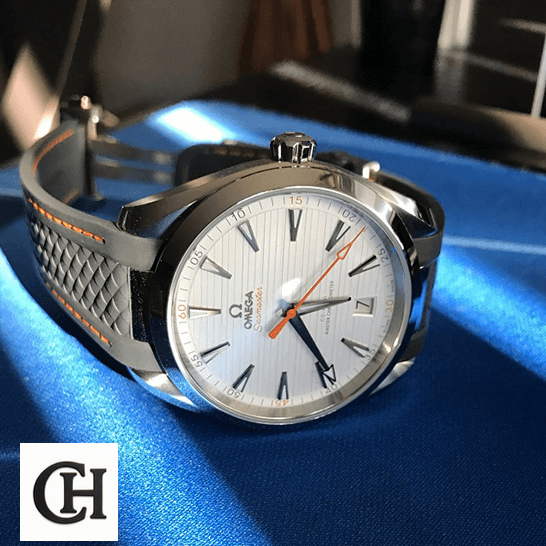 Omega Aqua Terra 220.12.41.21.02.002 White Dial on the blue carpet