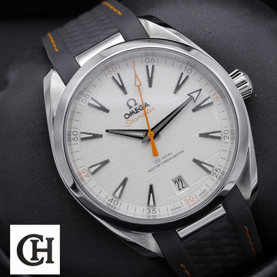 Omega Aqua Terra 220.12.41.21.02.002 White Dial orange second hand