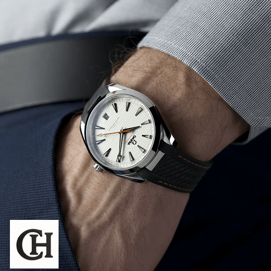 Omega Seamaster White Dial on the man wrist