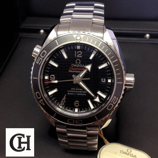 Omega Seamaster Planet Ocean 232.30.42.21.01.004 "James Bond" Authentic omega seamaster planet ocean 232.30.42.21.01.004 front Omega Seamaster Black Dial 232.30.42.21.01.004 in the box