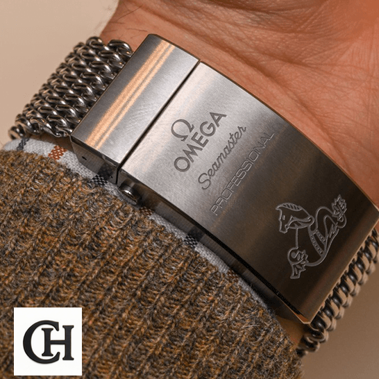 Omega Seamaster Ploprof Titanium 227.90.55.21.99.001 omega seamaster ploprof 227.90.55.21.99.001 clasp Omega Seamaster Professıonal Steel Clasp pn the man wrist