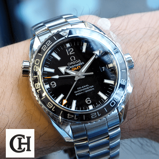Omega Seamaster Planet Ocean Co-Axial 232.30.44.22.01.001 Omega Seamaster Gmt Black Dial Stainless Steel on the wrist