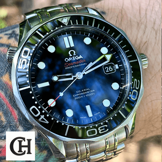Omega Seamaster 212.30.41.20.03.003 Omega Seamaster Blakc Dial Steel 300m on the tattoo wrist