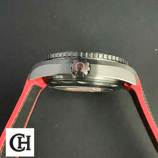 Omega Seamaster Planet Ocean Co-Axial Master Chronometer 215.92.46.22.01.003 Omega Seamaster Red Bracelet Crown on the omega logo
