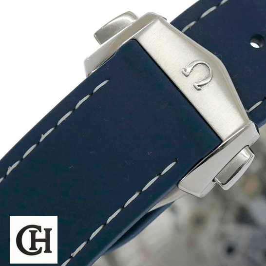 Omega Blue Rubber Bracelet Stainless Steel Clasp