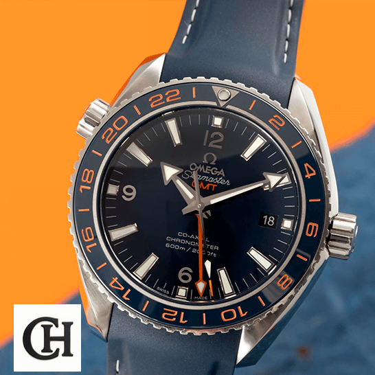 Omega Seamaster Gmt Planet Ocean Steel Blue Rubber Bracelet crown /push button