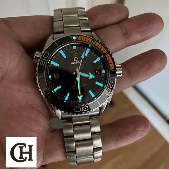 Omega Seamaster Planet Ocean Co-Axial Master Chronometer 215.30.44.21.01.002 omega seamaster planet ocean steel man Omega Seamaster Black Dial Oyster on the hand