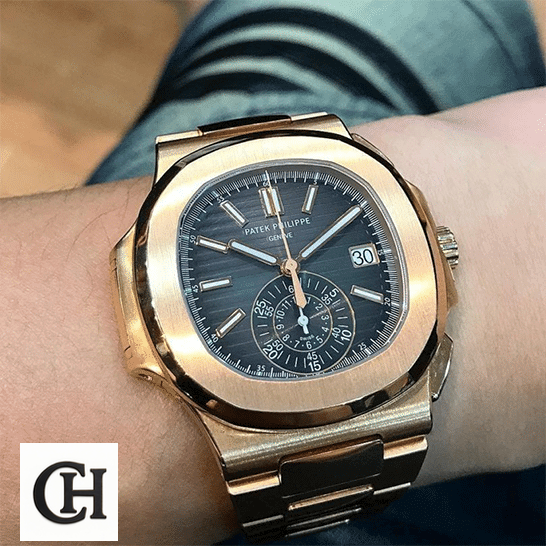 Patek Philippe Nautilus 5980 Brown Dial Premium Duplicate patek philippe hand Patek Philippe Black Dial Rose Gold Bezel in the man wrist