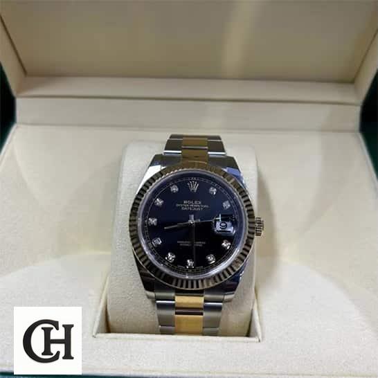 Rolex Datejust 126333-0005 Black Dial Signature rolex 126333 Rolex Datejust 126333-0005 Yellow Gold & Steel Oyster in box