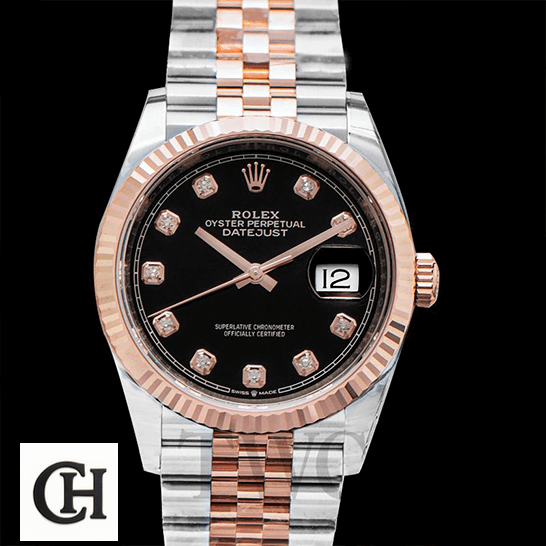 Rolex 126231 Black Dial Diamond black background
