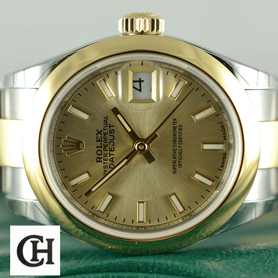 Rolex Datejust 279163 Yellow Dial on the rolex box