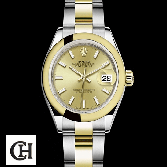 Rolex Datejust 279163 Steel Yellow Gold Dial black background