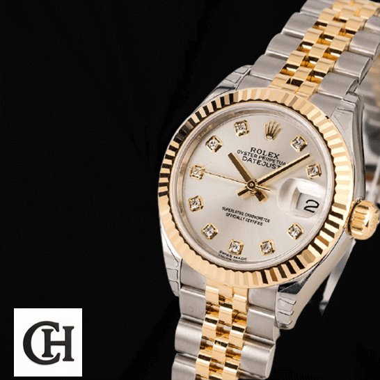 Rolex Lady-Datejust 279173 Silver Diamond Dial Rolex Datejust 279173 White Dial Diamond black bracelet