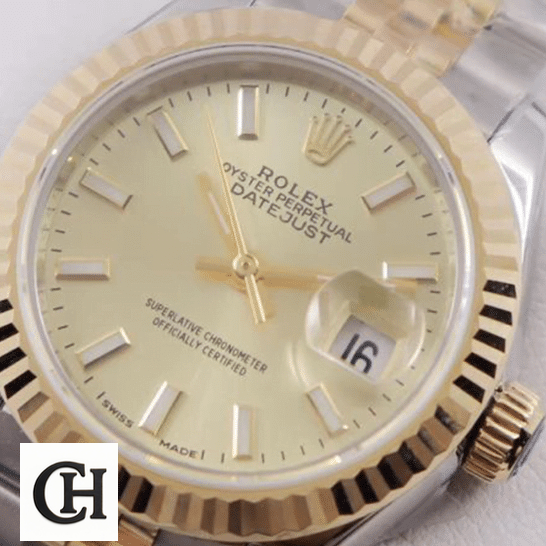 Rolex Datejust Gold Dial close view