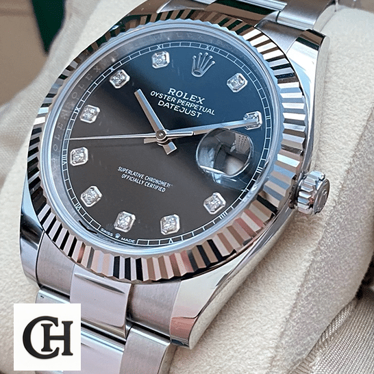 Rolex Lady-Datejust 279174 White Gold Fluted Bezel Precision Rolex Datejust Black Dial Oyster Bracelet rolex watch in box