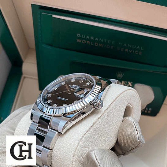 Rolex Lady-Datejust 279174 White Gold Fluted Bezel Precision Rolex Datejust Black Dial Stainless quarantine card and worldwide delivery