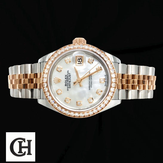 Rolex Datejust 279381RBR Two Tone Jubilee and Black Background