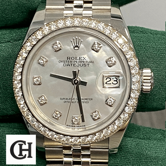 Rolex Lady-Datejust 279384 Mother of Pearl Diamond Top Grade Rolex Datejust 279384RBR Diamond-Set Bezel