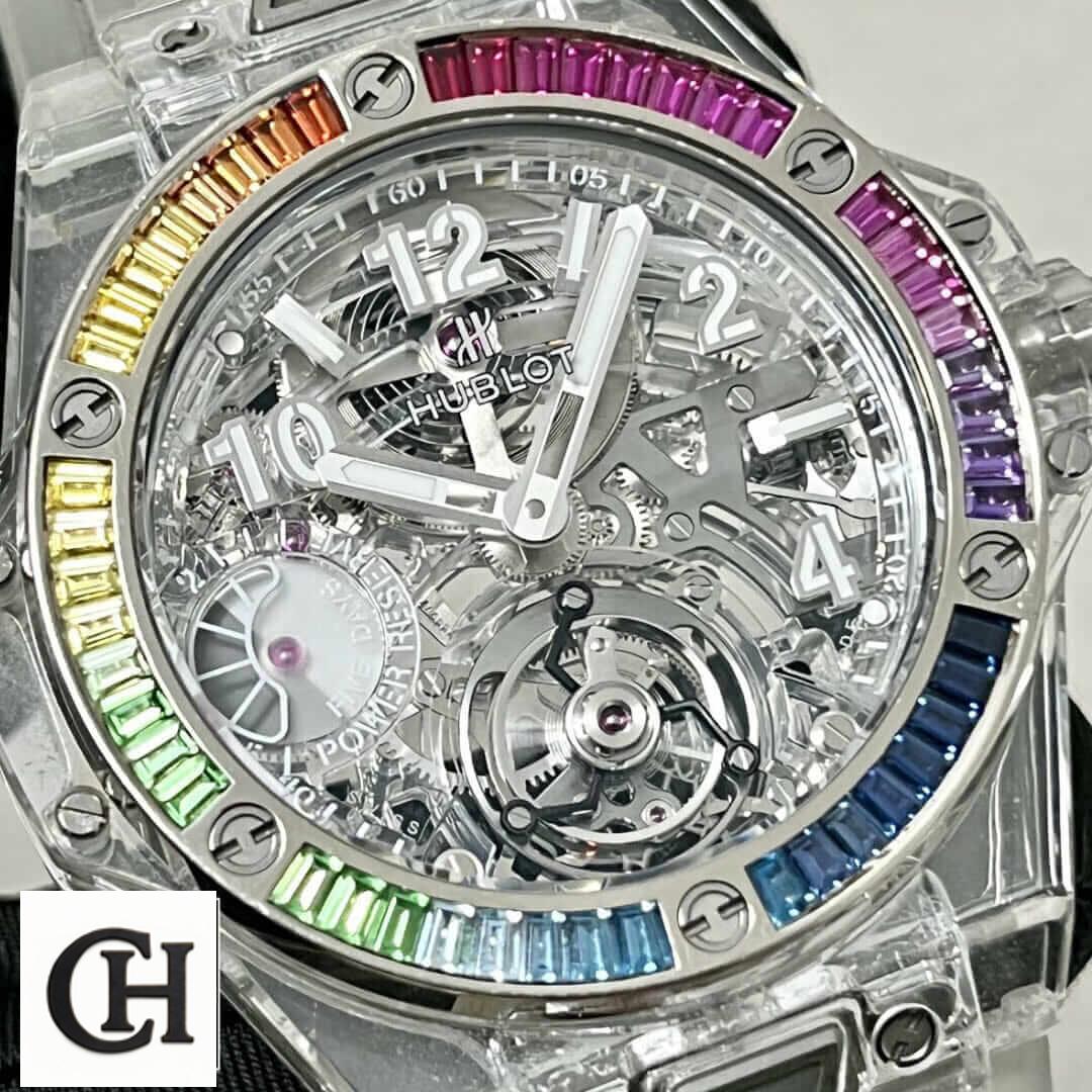 Hublot Big Bang Unico Hublot White Dial Big Bang Rainbow Bezel close analog view