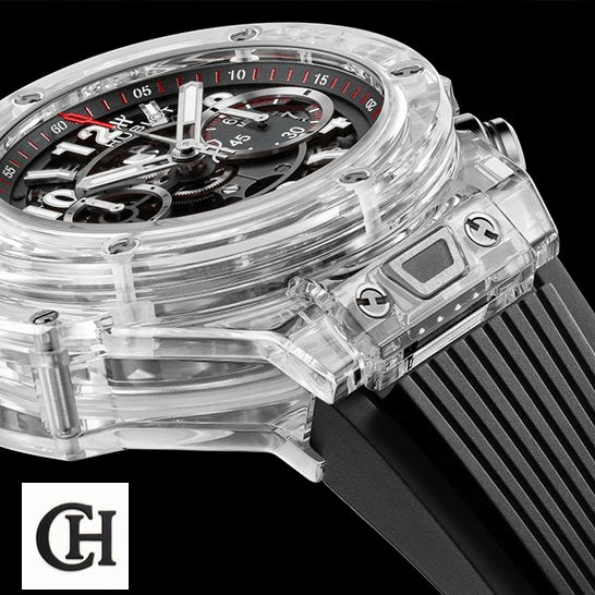 Hublot Big Bang Unico "Sapphire Case" 411.JX.1170.RX Precision Duplicate big bang unico magic sapphire 45 mm 411.JX.1170.RX carousel Hublot Big Bang Unico Magic Sapphire 45mm 411.JX_.1170.RX black background