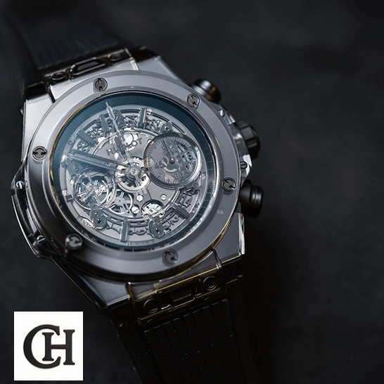 Hublot Big Bang Unico Sapphire Black Rubber Bracelet black background