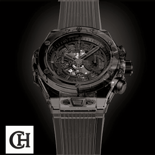 Hublot Big Bang 411.JB_.4901.RT Unico Sapphire All Black black background