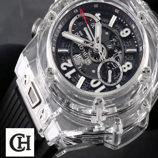 Hublot Big Bang Unico "Sapphire Case" 411.JX.1170.RX Precision Duplicate Hublot Black Dial Black Rubber Bracelet red second hand